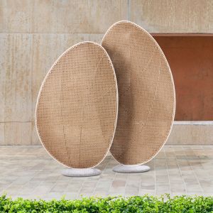 Aluminum partition Komorabi (l) Sm6180.01 frame in ivory color column - wicker in beige 110x33x199cm.
