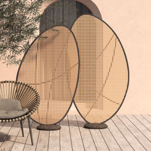 Aluminum partition Komorabi (s) Sm6181 with wicker frame, anthracite, beige, 108x33x169cm.