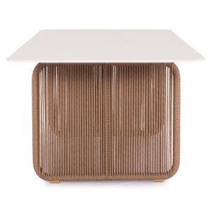 Aluminum dining table Destiny Zen Sm6169 with rattan wicker and sintered stone top 240x100x73.5 cm.