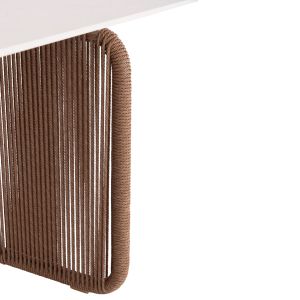 Aluminum dining table Destiny Zen Sm6169 with rattan wicker and sintered stone top 240x100x73.5 cm.