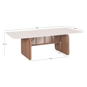 Aluminum dining table Destiny Zen Sm6169 with rattan wicker and sintered stone top 240x100x73.5 cm.
