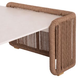 Destiny Zen Aluminum Coffee Table for Garden Sm6171 Rattan and Sintered Stone Top 88x88x39.5 cm