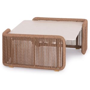 Destiny Zen Aluminum Coffee Table for Garden Sm6171 Rattan and Sintered Stone Top 88x88x39.5 cm