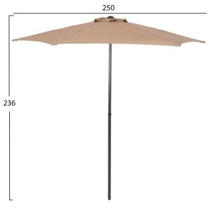 Aluminum umbrella with 6 spokes Kacen Hm6030,04 mocha-anthracite D250x236hcm