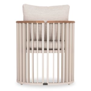 Aluminum armchair Eternity series Sm6174.01 ivory - beige with cushions 65x72x84h