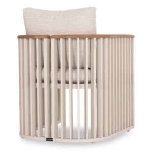 Aluminum armchair Eternity series Sm6174.01 ivory - beige with cushions 65x72x84h