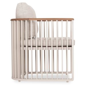 Aluminum armchair Eternity series Sm6174.01 ivory - beige with cushions 65x72x84h