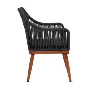 Алуминиево кресло Myrtia Hm5549.11 сиво въже - крака в цвят на орех 62x63x90hcm