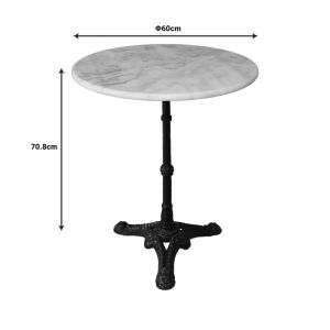 Ankara marble cast iron table in white-black shade Φ60x70.8cm