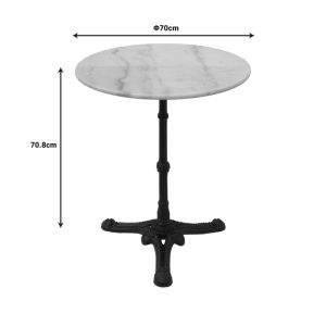 Ankara marble cast iron table in white-black shade Φ70x70.8cm