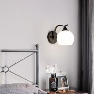 Belinest E27 wall lamp metal and glass in black-natural color 20x14x17cm