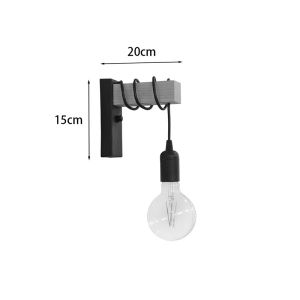 Jemvo E27 wall lamp wood-metal in black-natural color 15x5.5x60cm
