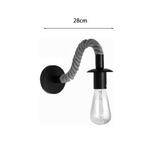 Wall lamp Kaniwel E27 metal and rope in black-natural color 28x10x10cm