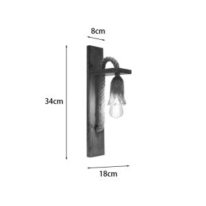Lamel E27 wall lamp, wood and rope in natural color, 10x17x45cm