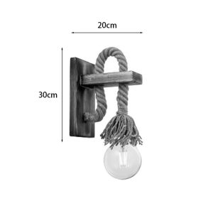 Wall lamp Nenika E27 wood and rope in natural color 14x14x26cm