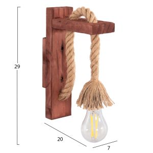 Wall lamp Barn Hm4469 wooden base-hemp rope [e27] 7x20x29hcm.