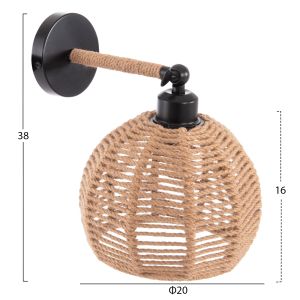 Wall lamp Hm4483 metal base-hemp rope-[e27] 20x20x38-24hcm.
