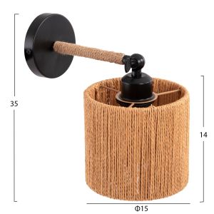 Wall lamp Lant Hm4476 metal base-hemp rope- [e27] 15x15x35-23hcm.