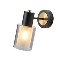 Wall lamp metal-glass 1xe14 max 15w 180χ100χ210mm black brass Arte Illumina Silence