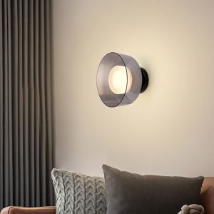 Wall lamp metal-glass Led 8w 624lm 3000k 200x200mm black-smoky gray Arte Illumina Nimbus