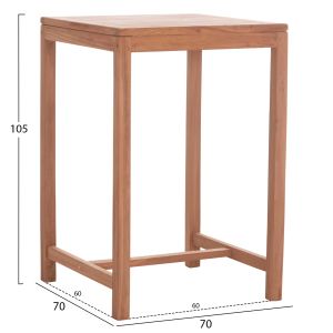 Бар квадратна маса Presscot Hm18113 тиково дърво в естествен цвят 70x70x105hcm.