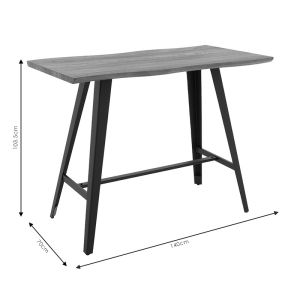 Бар маса Fortitude Mdf орех - черни метални крака 140x70x103,5cm