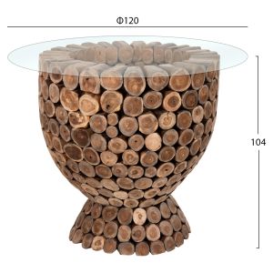 Бар маса Leeroy Naturally Hm9806 от масивно тиково дърво D120x104hcm
