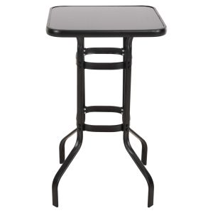 Bar table square Figgy Hm6066.03 metallic black-tempered glass 60x60x100hcm.