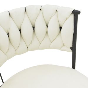 Бар стол Alkia I с плат в цвят екрю - черен метален крак 50x56x95см