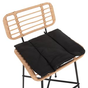 Бар стол Allegra от метал с възглавница в черно-с ратан в бежово 48x49x99,5hcm Hm5708,11