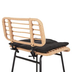Бар стол Allegra от метал с възглавница в черно-с ратан в бежово 48x49x99,5hcm Hm5708,11