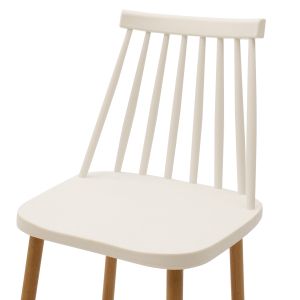 Bar stool Aurora white polypropylene metal legs in natural wood color 42x47x109cm