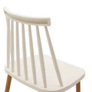Bar stool Aurora white polypropylene metal legs in natural wood color 42x47x109cm