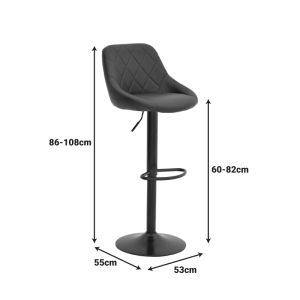 Bar stool Boronez, black, Pu, with black base, 47x49x112 cm