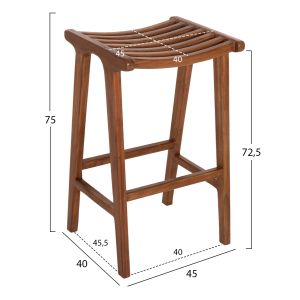Bar stool Bundy Hm6130 teak in walnut 45x40x75hcm.