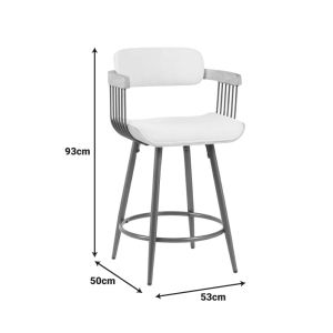 Бар стол Cameo Langg метал бронз-бяло-дърво-бежов плат 53x50x93см