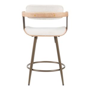Бар стол Cameo Langg метал бронз-бяло-дърво-бежов плат 53x50x93см