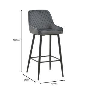 Bar stool Deppy Latrell velvet-metal, black 43x54x102cm