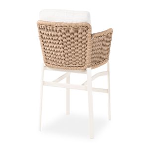 Bar stool Destiny Sm6407.01 ivory color, aluminum-beige, wicker 71.5x63.5x108h