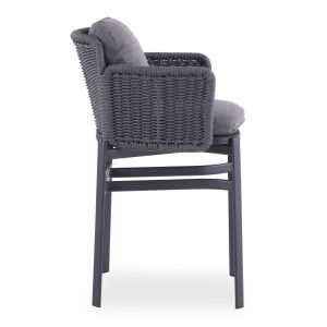 Bar stool Destiny Sm6407.02, aluminum and wicker, charcoal color, 71.5x63.5x108h