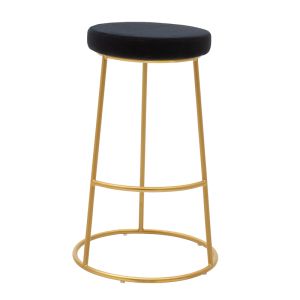 Bar stool Edem black velvet gold metal legs