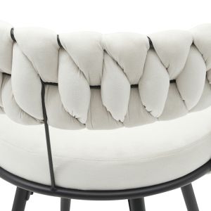 Бар стол Erosa в бежово кадифе с черни метални крака 58x55x90см