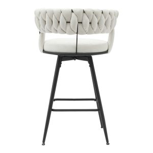 Бар стол Erosa в бежово кадифе с черни метални крака 58x55x90см