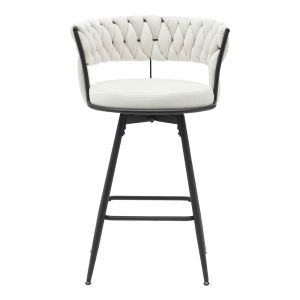 Бар стол Erosa в бежово кадифе с черни метални крака 58x55x90см