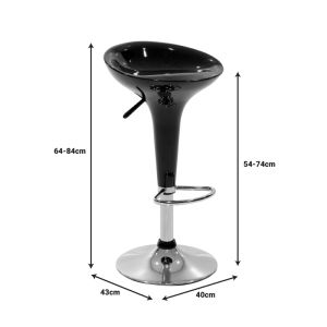 Bar stool Felice with adjustable height white-chrome base 40x43x84cm