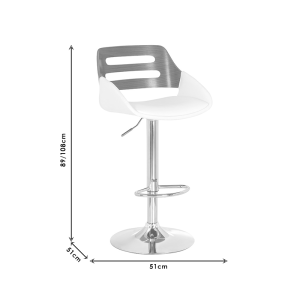 Bar stool Fern Folding Pu White Walnut-chrome Metal