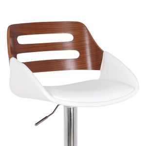 Bar stool Fern Folding Pu White Walnut-chrome Metal