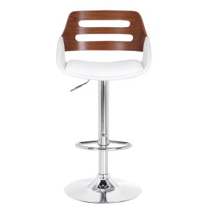 Bar stool Fern Folding Pu White Walnut-chrome Metal
