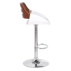 Bar stool Fern Folding Pu White Walnut-chrome Metal