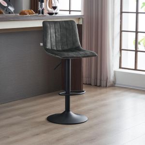 Bar stool Fl1020, oilcloth with charcoal - black metal frame 43x48x112cm